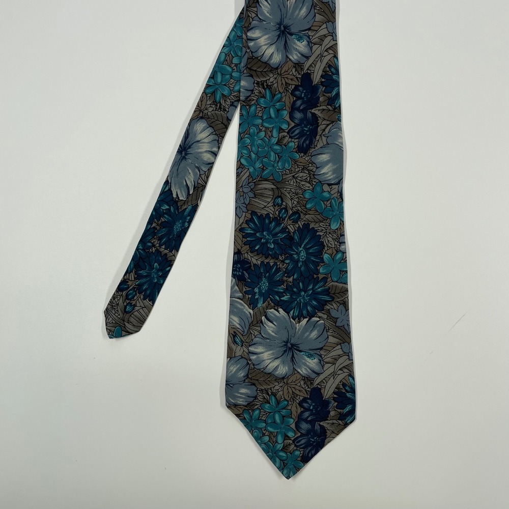Bill Blass Blue Floral Silk Necktie Classic Mens OS